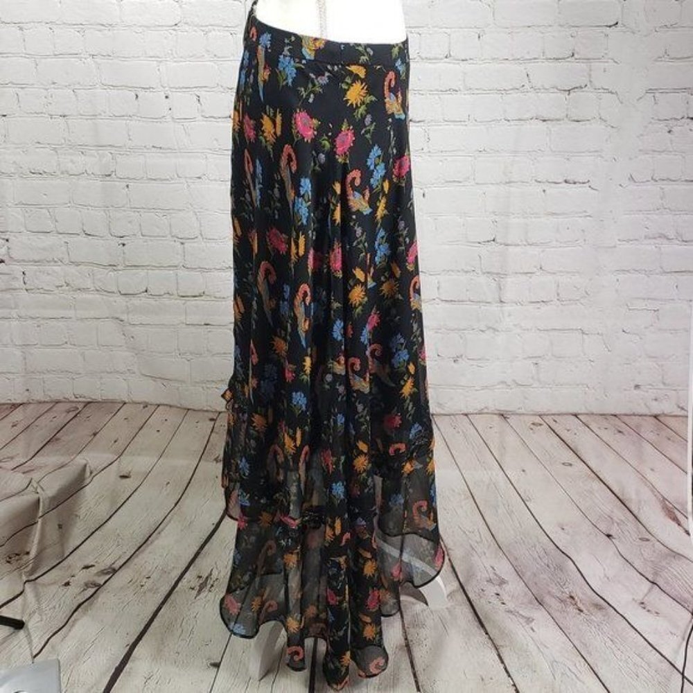 GLAMOROUS Floral Print Chiffon Midi Skirt With Asymmetric Hem S NWT - Picture 8 of 15